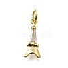 Brass Micro Pave Cubic Zirconia Charms KK-P295-45G-1
