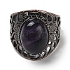 Natural Amethyst Oval Adjustable Rings RJEW-K271-06R-20-3