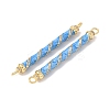Brass Micro Pave Clear Cubic Zirconia Connector Charms KK-C143-50G-01-2