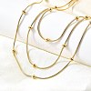 304 Stainless Steel Ball Snake Chain 3 Layer Necklaces for Women NJEW-V012-04G-1