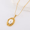 Chic Design Oval 304 Stainless Steel with Imitation Pearl Pendant Necklaces for Women AA0012-1