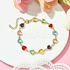 Colorful Glass Heart Link Bracelets BJEW-JB10578-2