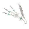 Alloy Sun & Woven Net/Web with Feather Charms Bookmarks AJEW-JK00368-6
