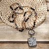 Rectangle & Flat Round Bohemian Style Natural Picasso Jasper with Glass Pendant Necklaces FS-WGEA5B3-02-2