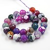 Dyed Natural Fire Crackle Agate Faceted Round Bead Strands G-O038-24E-3
