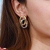 304 Stainless Steel Two Tone Stud Earrings EJEW-K310-02GP-3