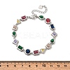 Brass Micro Pave Cubic Zirconia Link Bracelets for Women BJEW-P358-03P-5