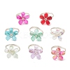 8Pcs 8 Colors Eco-Friendly Copper Wire Wrapped Transparent Glass Finger Rings RJEW-JR00982-2