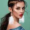 2 Pairs 2 Colors Feather Long Dangle Earrings EJEW-AN0001-06-5