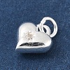 925 Sterling Silver Micro Pave Clear Cubic Zirconia Heart Charms STER-R013-15S-2