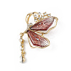 Resin Butterfly Brooch Pin with Crystal Rhinestone JEWB-P016-05KCG-02-1