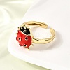 Brass Enamel Adjustable Open Cuff Rings for Women RJEW-I111-01G-07-2