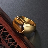 304 Stainless Steel with Natural Tiger Eye Finger Rings for Men FS-WG155DB-09-2