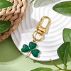 Lucky Clover Alloy Enamel Pendant Decoration HJEW-JM02502-01-2