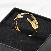 304 Stainless Steel Rock & Roll Hand Gesture Cuff Rings for Women Men RJEW-B118-02G-1