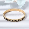 304 Stainless Steel Black Enamel Zebra Skin Print Hinged Cuff Bangles for Women SA-CBAC920-03G-1
