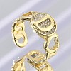 Brass Micro Pave Clear Cubic Zirconia Open Cuff Rings for Women RJEW-K289-02G-D-1