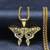Hollow Out Butterfly 201 Stainless Steel Pendant Necklaces for Men Women LS-NJEW-K283-24G-1