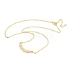Brass with ABS Plastic Imitation Pearl Pea Pod Pendant Necklaces NJEW-P347-01G-4