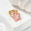 Flower 304 Stainless Steel Enamel Cuff Rings for Women RJEW-Z079-01G-2