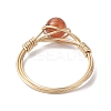 Natural Mixed Gemstone Round Braided Bead Style Finger Rings RJEW-JR00607-4