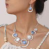Ring with Flat Round Zinc Alloy Enamel Pendant Necklace & Dangle Earrings Sets FS-WG699A4-04-2