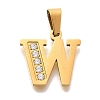 Ion Plating(IP) 304 Stainless Steel Rhinestone Pendants STAS-U035-01G-W-1