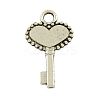 Tibetan Style Alloy Heart Skeleton Key Charms TIBEP-4368-AS-RS-1