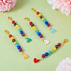 5Pcs 5 Colors Alloy Enamel Heart Pendant Decorations HJEW-TA0001-27-4
