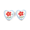 Floral Printed Porcelain Beads PORC-A033-01B-1