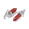 Natural Red Jasper Faceted Pointed Bullet Big Pendants G-H076-02P-02-3