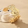 Ion Plating(IP) Flower 304 Stainless Steel Cuff Bangles for Women BJEW-A026-01G-01-1