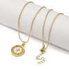 Brass Cubic Zirconia Flat Round Cross Pendant Necklaces LS-NJEW-R100-02G-2