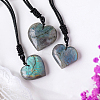 Heart Natural Labradorite Pendant Adjustable Braided Cord Necklaces FS-WG928F5-01-4