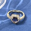 Brass Micro Pave Clear Cubic Zirconia Cuff Open Rings CU-CBA5C10-13G-1