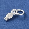 925 Sterling Silver Fish Charms with Jump Rings STER-H118-09S-2
