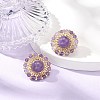 Natural Amethyst & Seed Braided Flower Stud Earrings EJEW-MZ00075-4