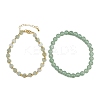 Natural Green Aventurine Beaded Bracelets Set for Women BJEW-G752-02G-07-4