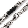 201 Stainless Steel Rectangle Byzantine Chain Necklace NJEW-F222-38EBP-01-2