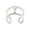 Clear Cubic Zirconia Initial Letter Open Cuff Ring RJEW-A012-01P-Y-3