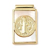 Brass Pave Natural White Shell Religion Rectangle Pendants KK-Q068-32B-G-1