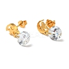 Clear Cubic Zirconia Moon and Star Dangle Stud Earrings EJEW-G292-02G-2