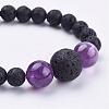 Natural Amethyst Stretch Bracelets BJEW-JB03159-05-2