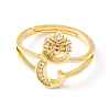 Clear Cubic Zirconia Initial Letter with Crown Adjustable Ring RJEW-M139-17C-2