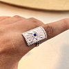 304 Stainless Steel Rhinestone Cuff Rings LS-RJEW-S626-09P-1