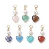 Natural Mashan Jade & Red Jasper & Sodalite & Rose Quartz & Howlite & Green Aventurine Pendants with Round Shell Pearl PALLOY-JF04996-1