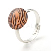 Animal Skin Pattern Flat Round Glass Adjustable Ring RJEW-JR00408-2