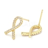 Rack Plating Brass Micro Pave Clear Cubic Zirconia Stud Earrings for Women EJEW-M260-15G-2