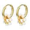 Brass Flower with Plastic Pearls Beaded Dangle Hoop Earrings EJEW-JE05277-1
