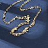 Brass Pave Clear Cubic Zirconia Bowknot and Hollow Moon Link Chain Necklaces NJEW-D348-02G-2